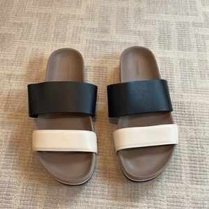 Vince Black and Cream Giana Slide On Sandals